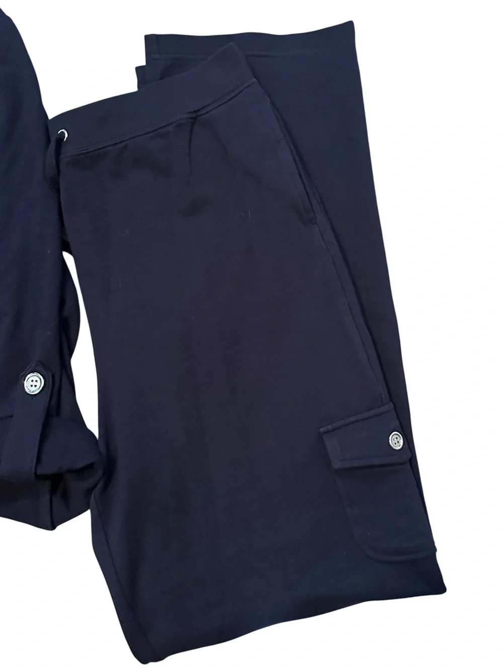 Karen Scott Navy Zip-Front Jacket and Pants Set